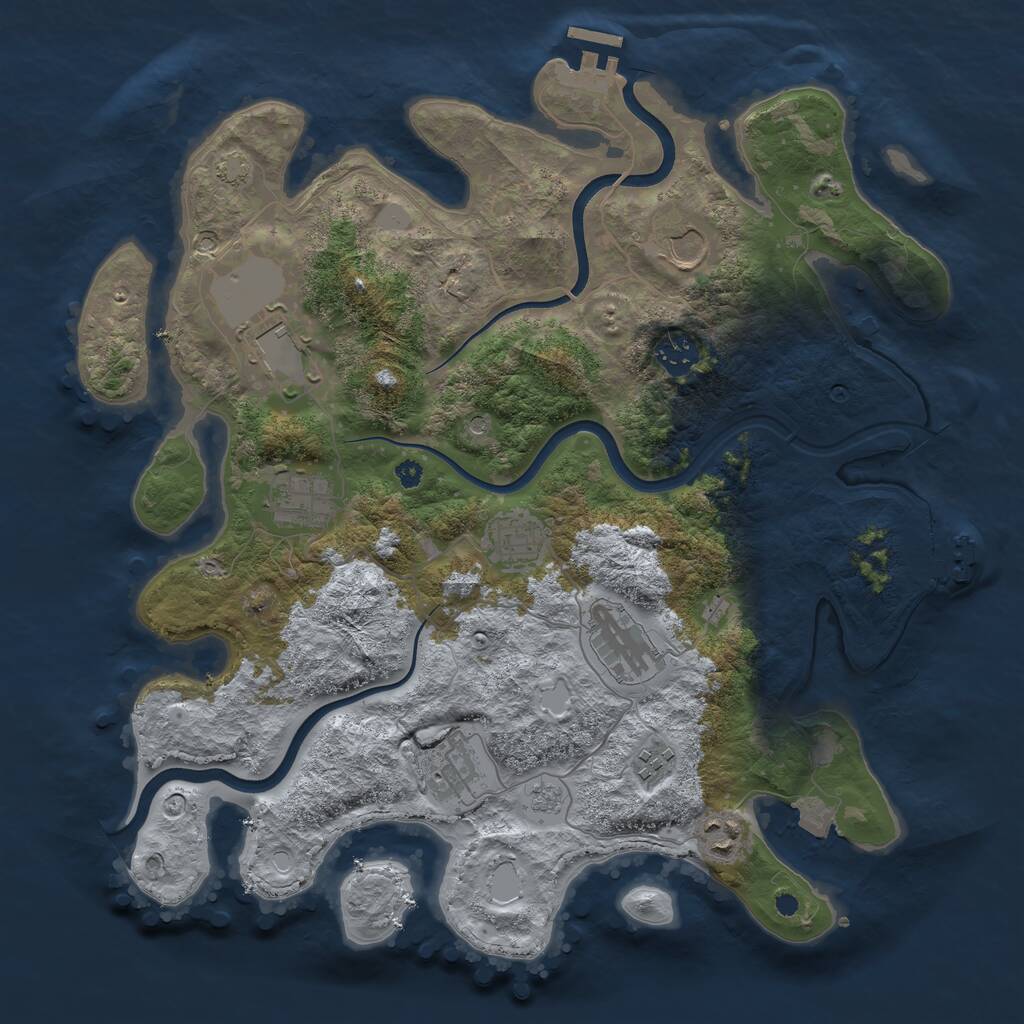 Rust Map: Procedural Map, Size: 3750, Seed: 894778, 15 Monuments