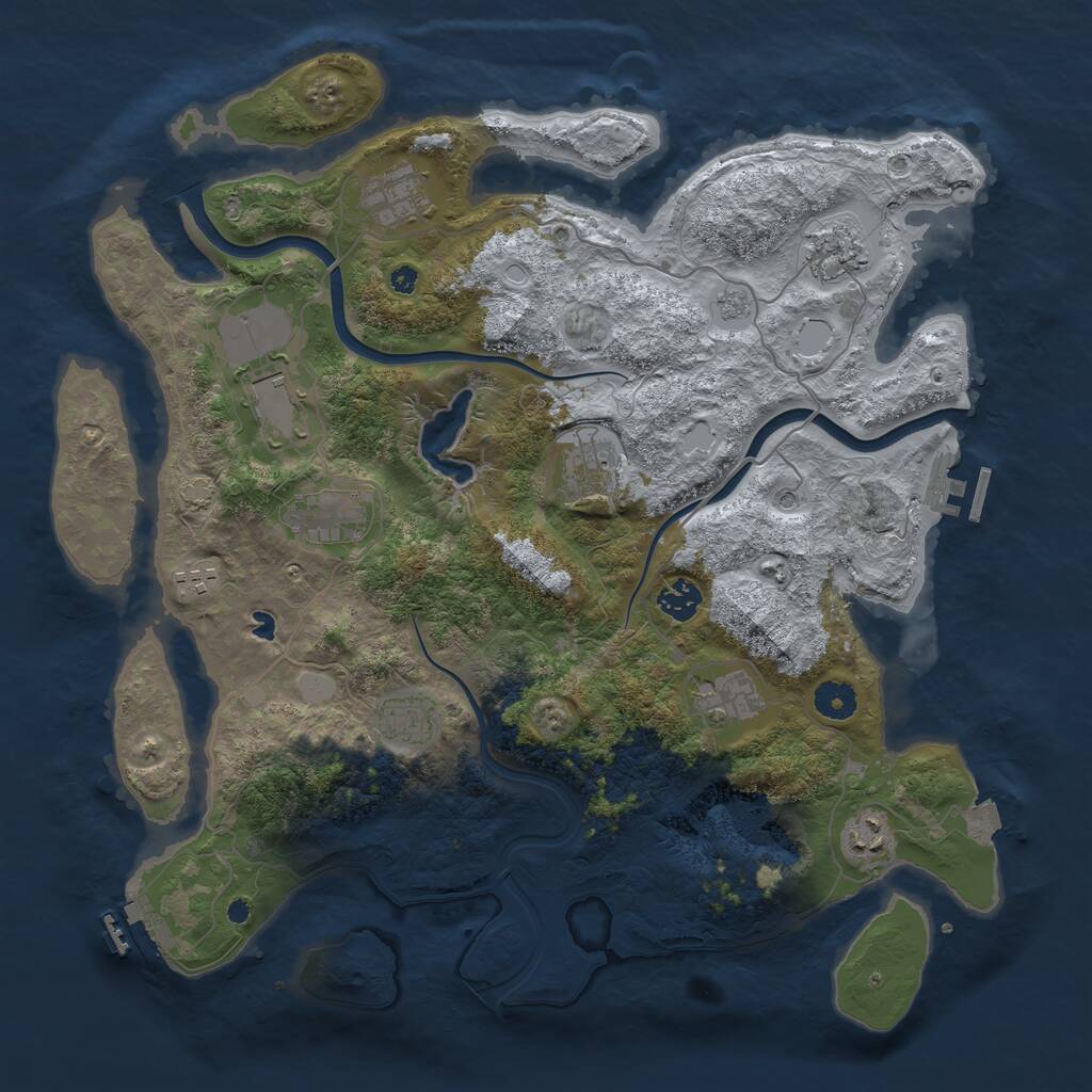 Rust Map: Procedural Map, Size: 4000, Seed: 523452, 16 Monuments