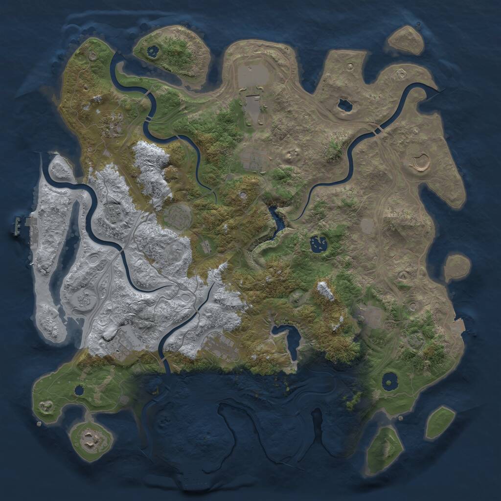 Rust Map: Procedural Map, Size: 4250, Seed: 713944, 17 Monuments