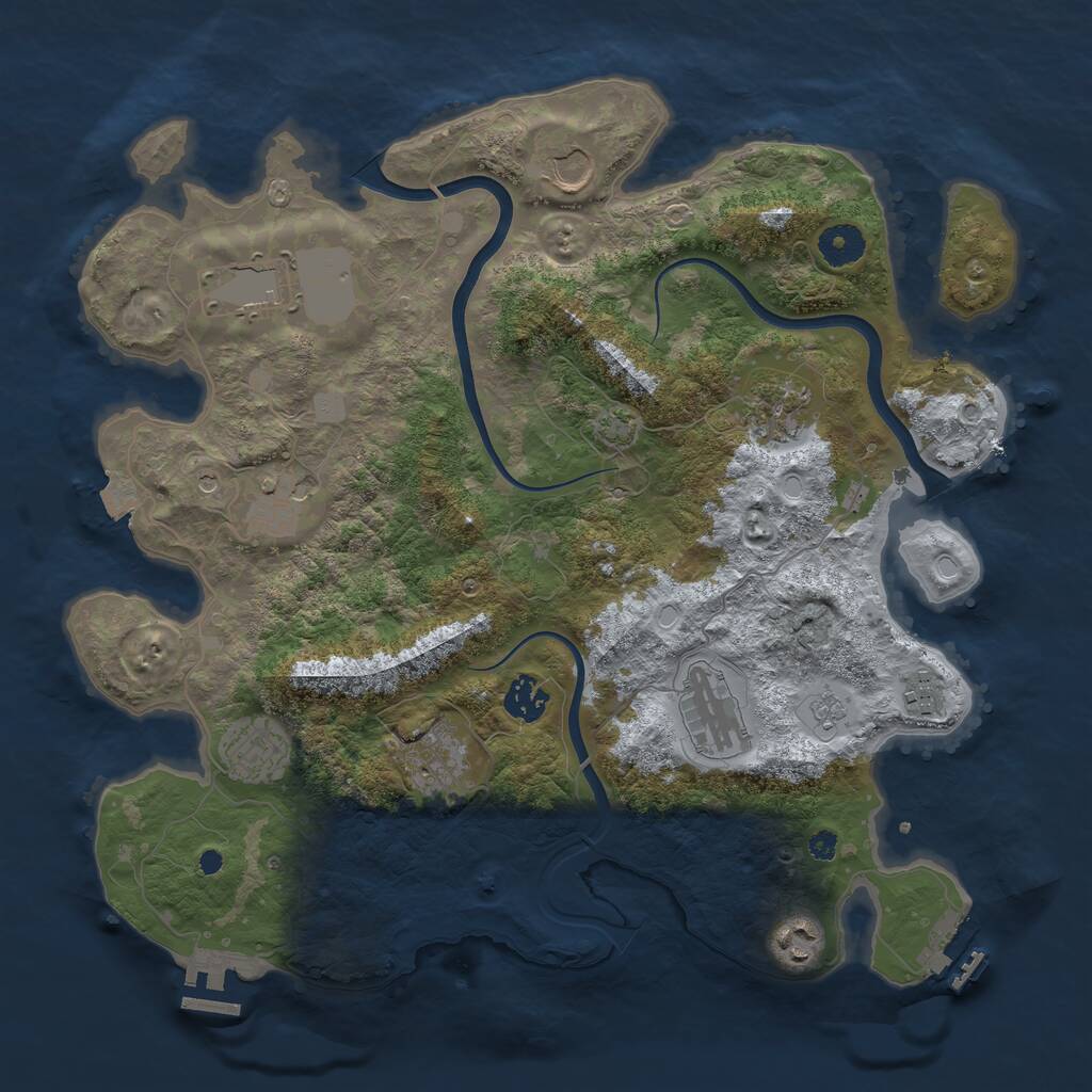 Rust Map: Procedural Map, Size: 3750, Seed: 1374074326, 16 Monuments