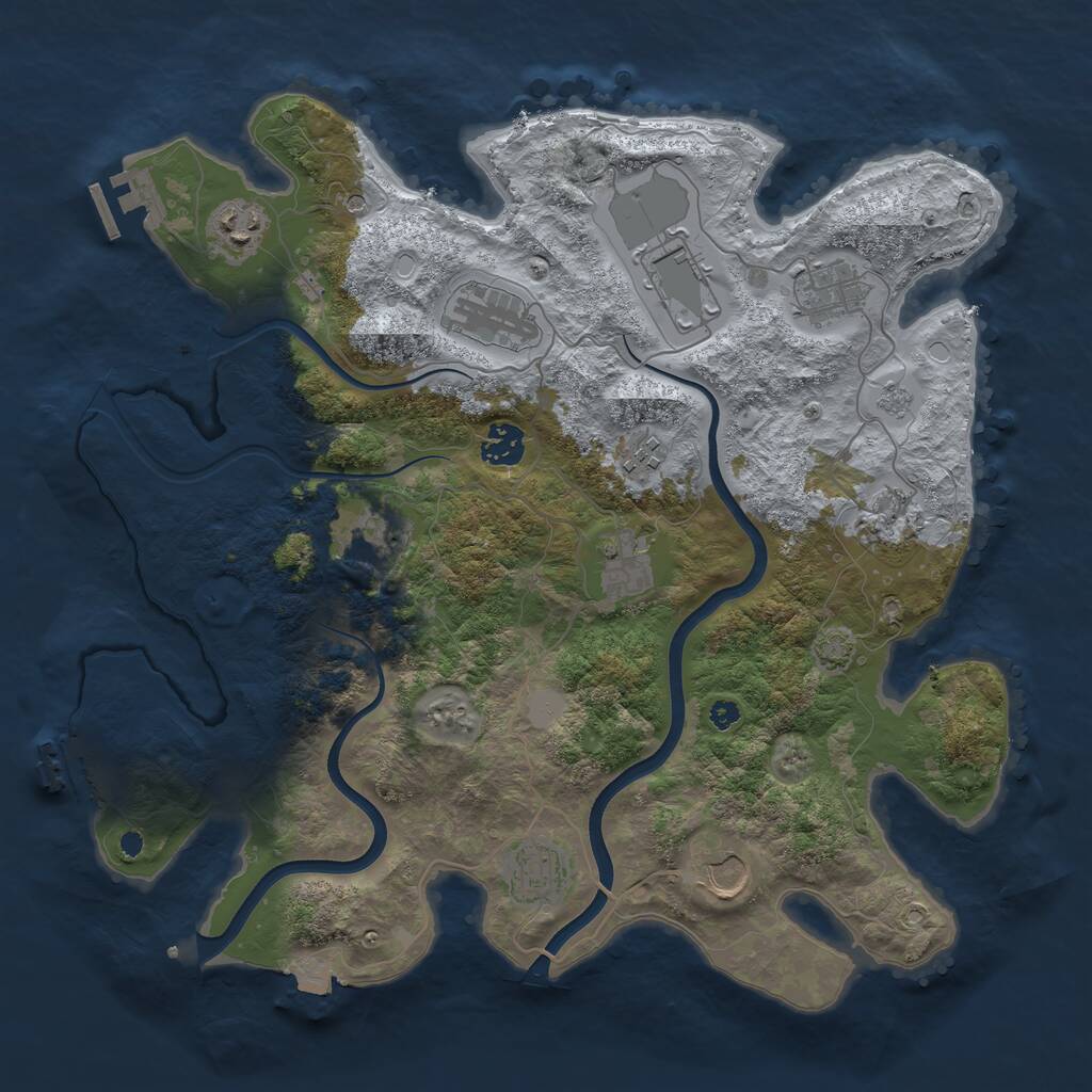 Rust Map: Procedural Map, Size: 3750, Seed: 761024, 17 Monuments