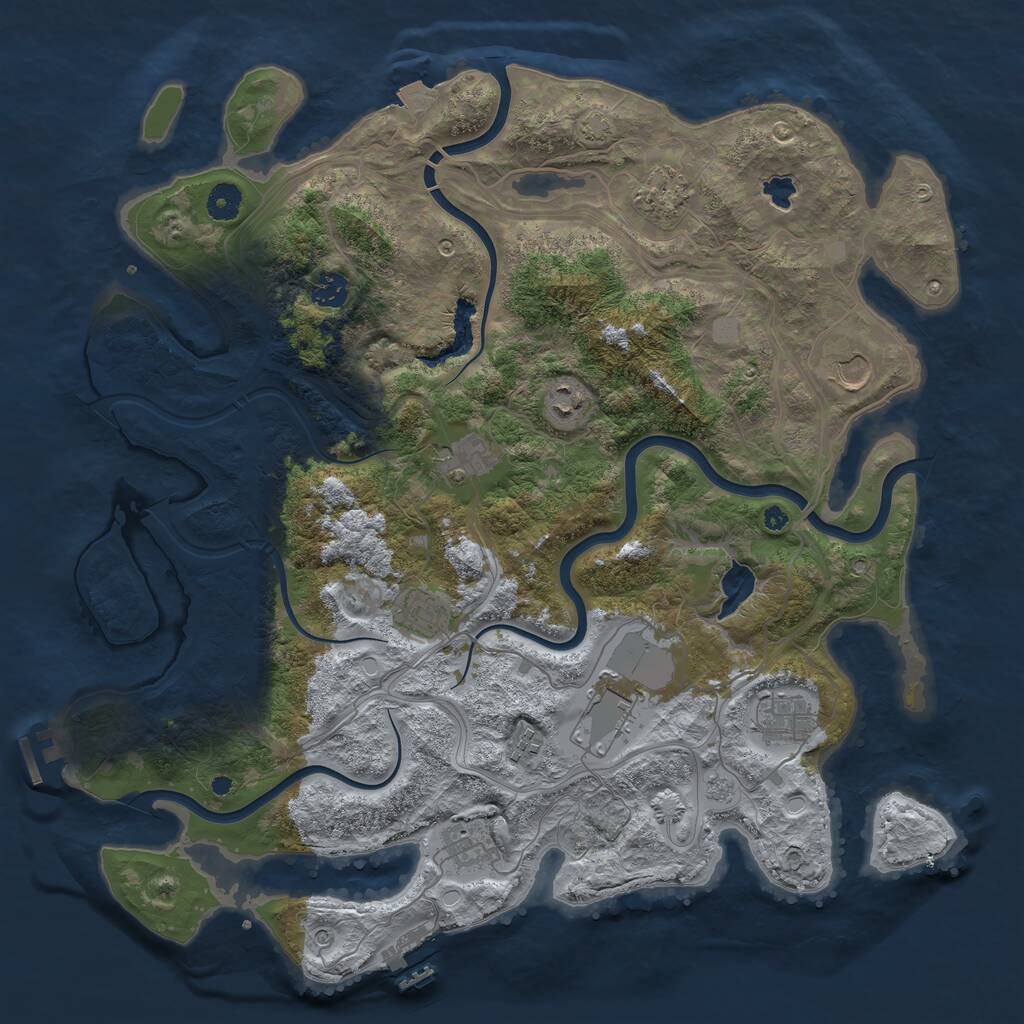 Rust Map: Procedural Map, Size: 4250, Seed: 344504, 16 Monuments