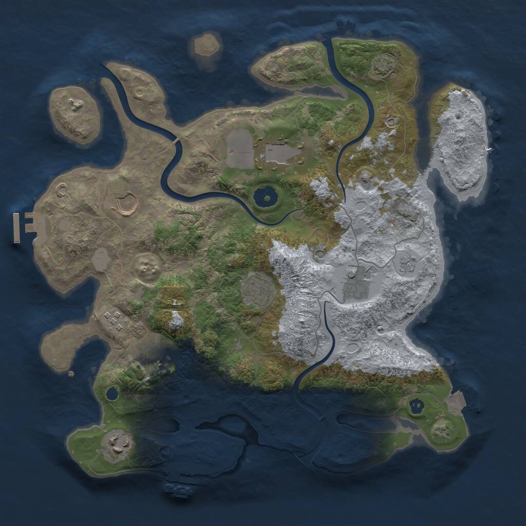 Rust Map: Procedural Map, Size: 3500, Seed: 758232, 13 Monuments
