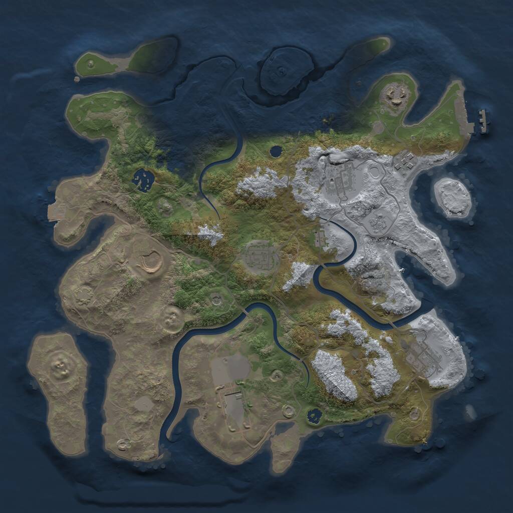 Rust Map: Procedural Map, Size: 3500, Seed: 6919123, 13 Monuments