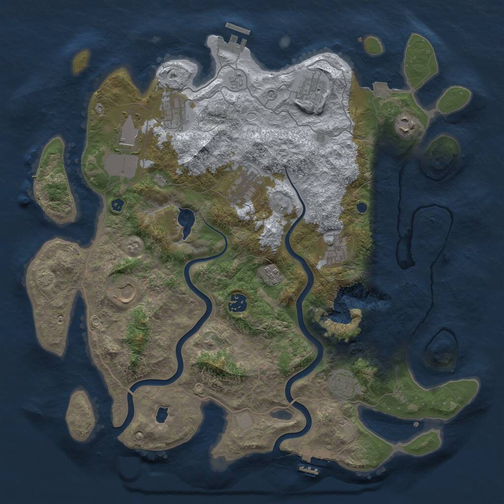 Rust Map: Procedural Map, Size: 4000, Seed: 1021250111, 16 Monuments