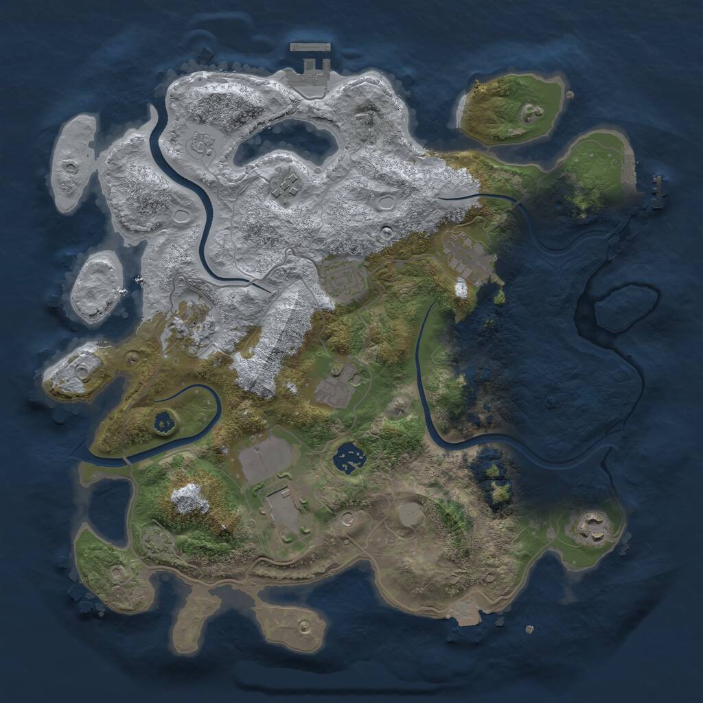 Rust Map: Procedural Map, Size: 3500, Seed: 1294901, 14 Monuments