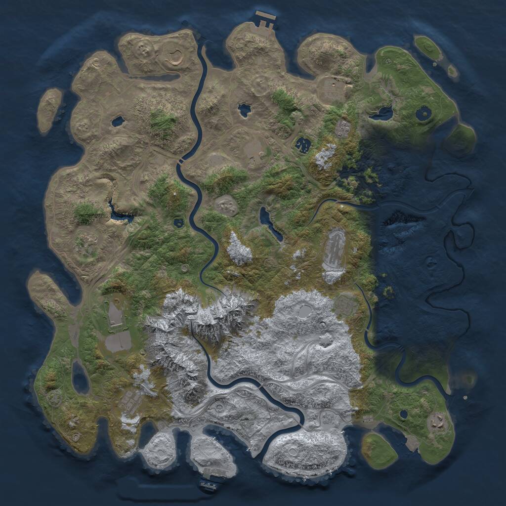 Rust Map: Procedural Map, Size: 5000, Seed: 1241081754, 17 Monuments