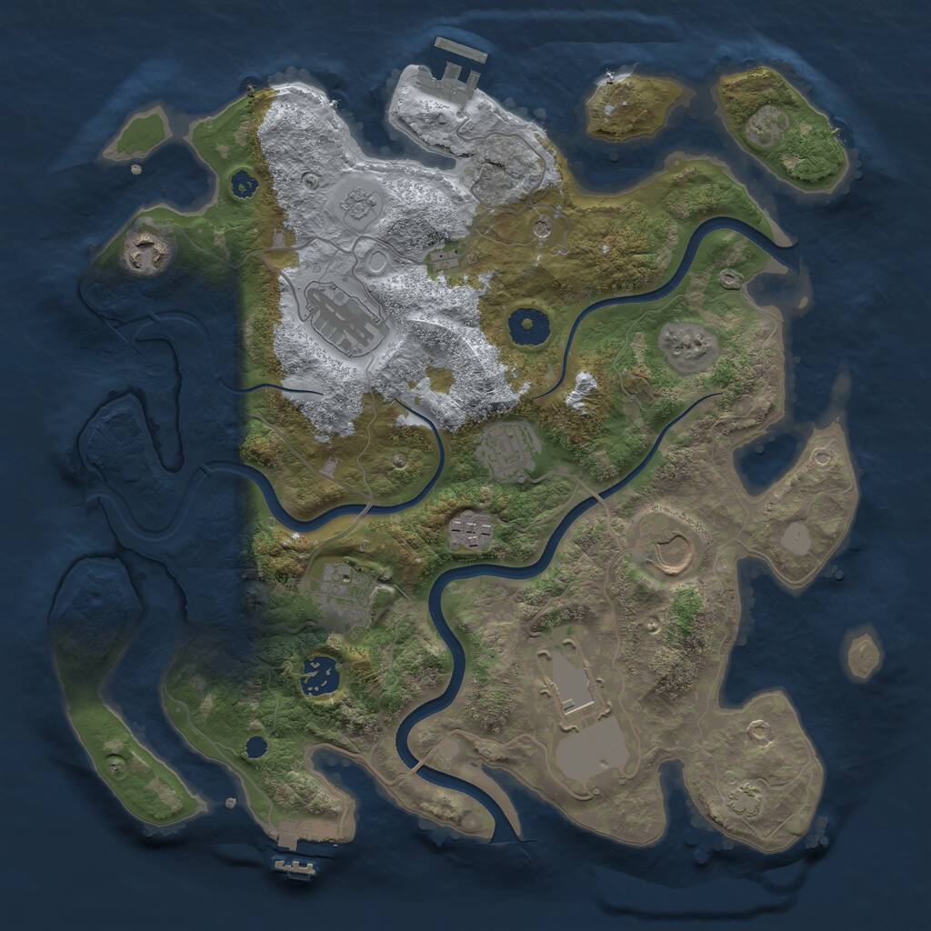 Rust Map: Procedural Map, Size: 3500, Seed: 1056004828, 14 Monuments
