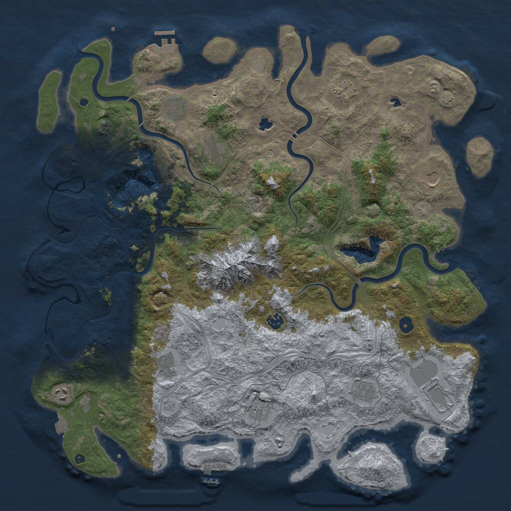 Rust Map: Procedural Map, Size: 5000, Seed: 321, 17 Monuments