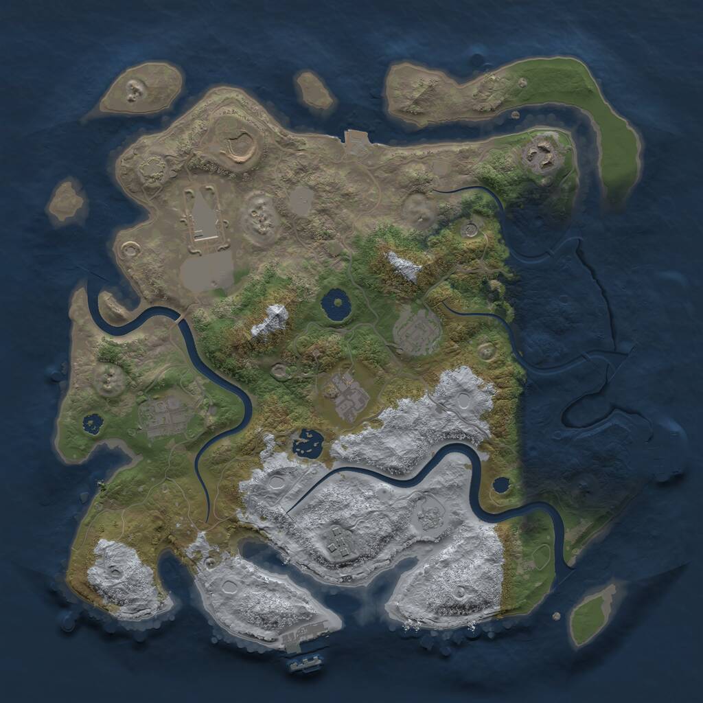 Rust Map: Procedural Map, Size: 3500, Seed: 1144163773, 14 Monuments