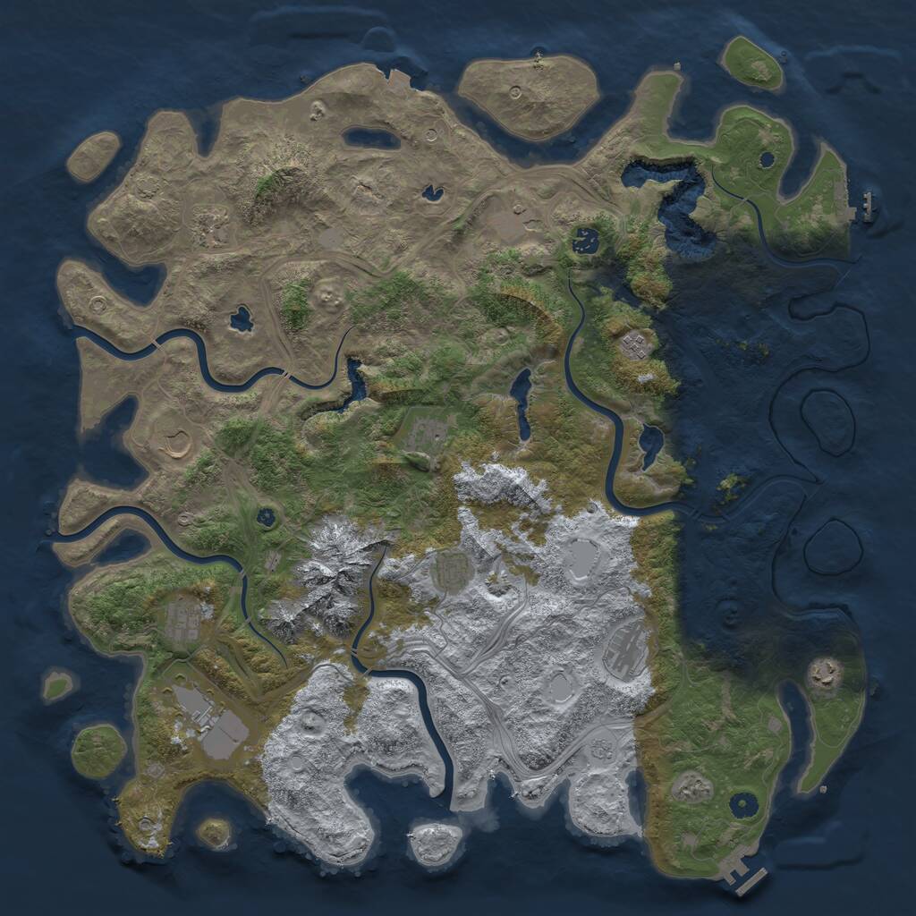 Rust Map: Procedural Map, Size: 5000, Seed: 7429101, 17 Monuments