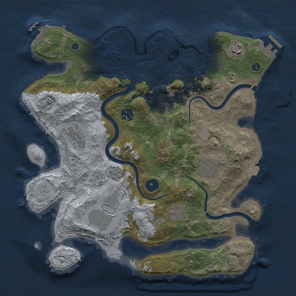 Rust Map: Procedural Map, Size: 3500, Seed: 258337, 14 Monuments