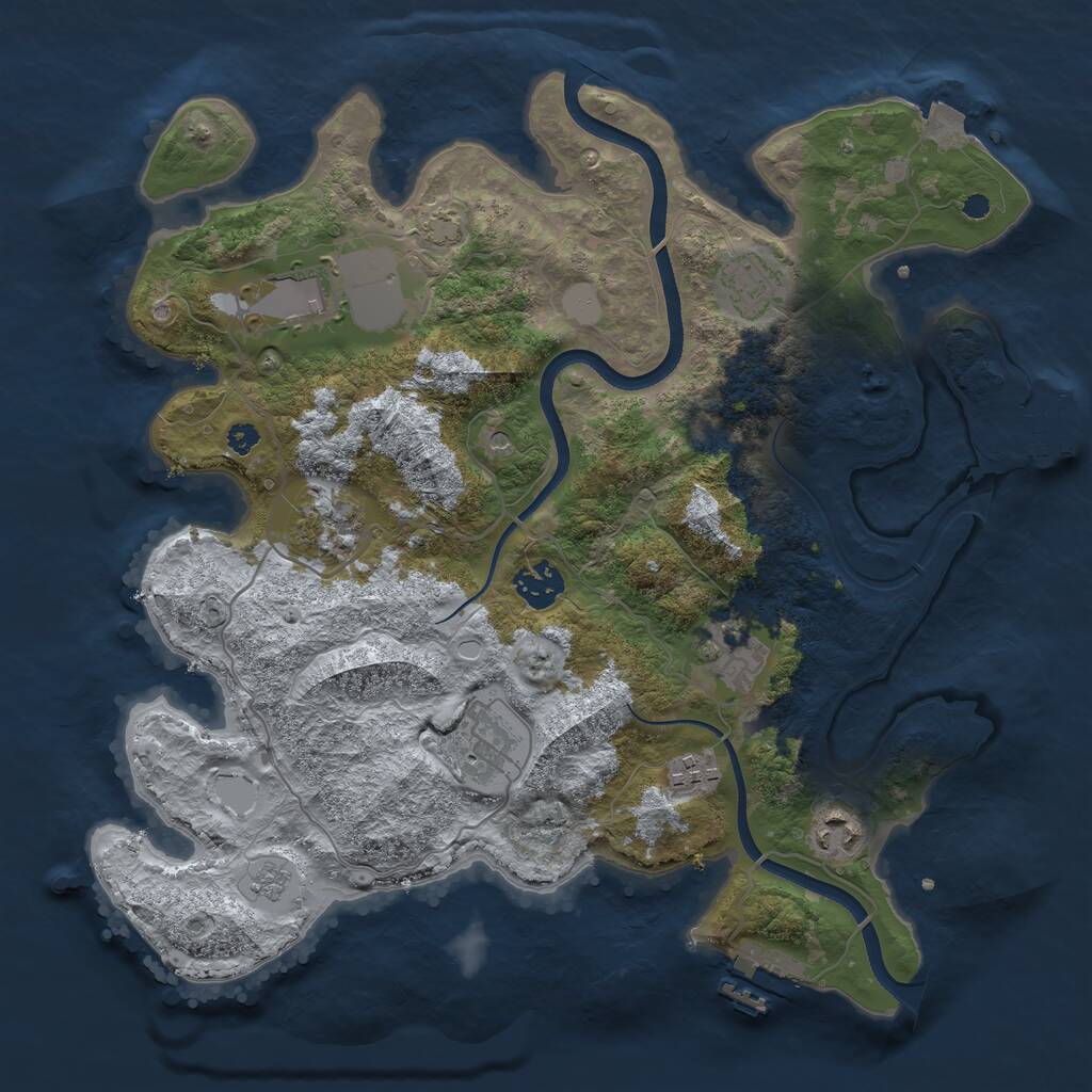 Rust Map: Procedural Map, Size: 3500, Seed: 474247971, 14 Monuments