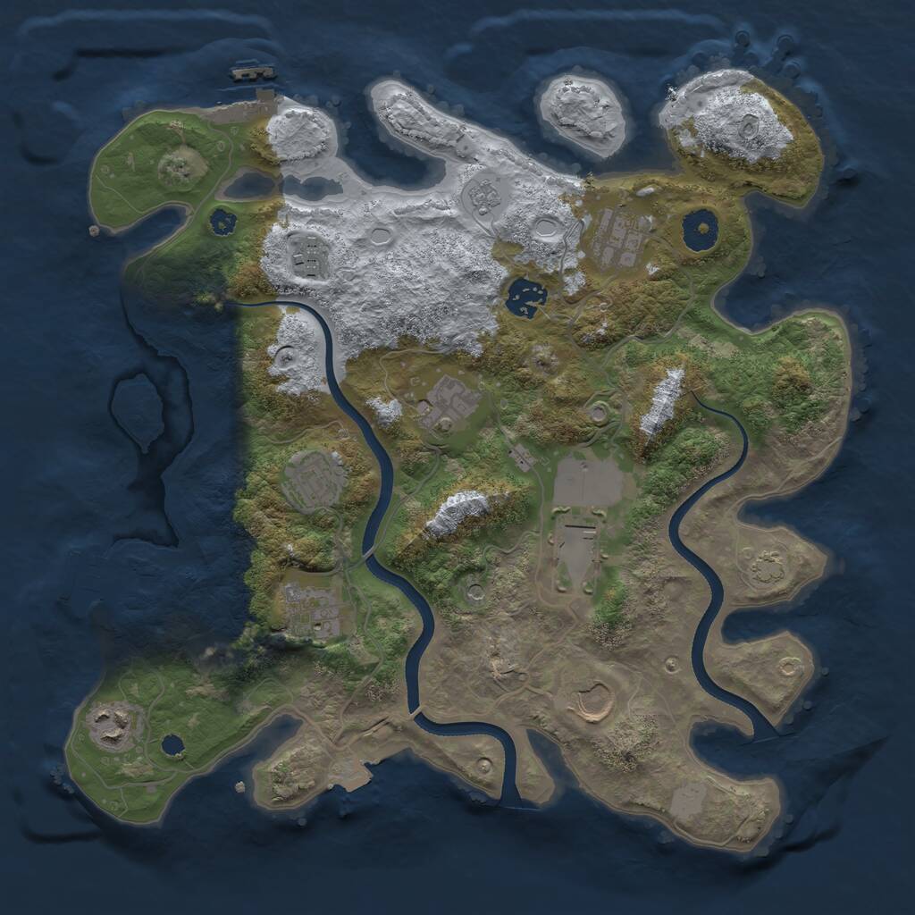 Rust Map: Procedural Map, Size: 3500, Seed: 2025505331, 15 Monuments