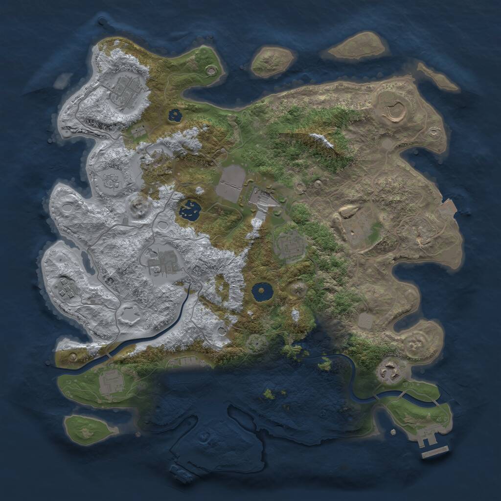 Rust Map: Procedural Map, Size: 3700, Seed: 1025831711, 17 Monuments