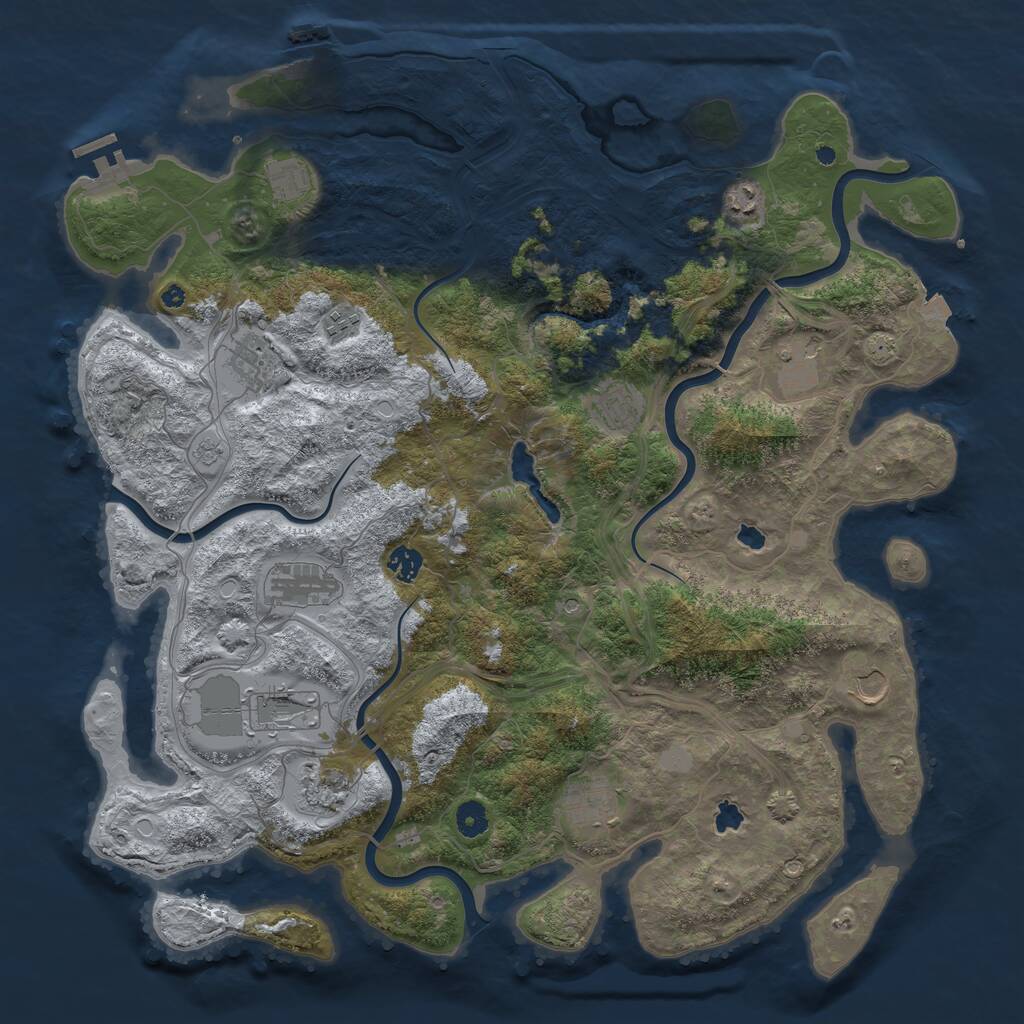 Rust Map: Procedural Map, Size: 4500, Seed: 204222929, 17 Monuments