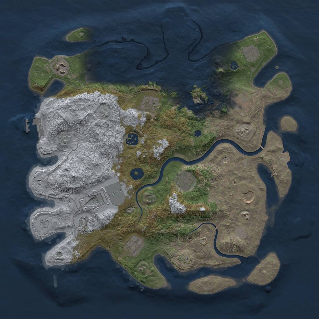 Rust Map: Procedural Map, Size: 3750, Seed: 986471, 17 Monuments