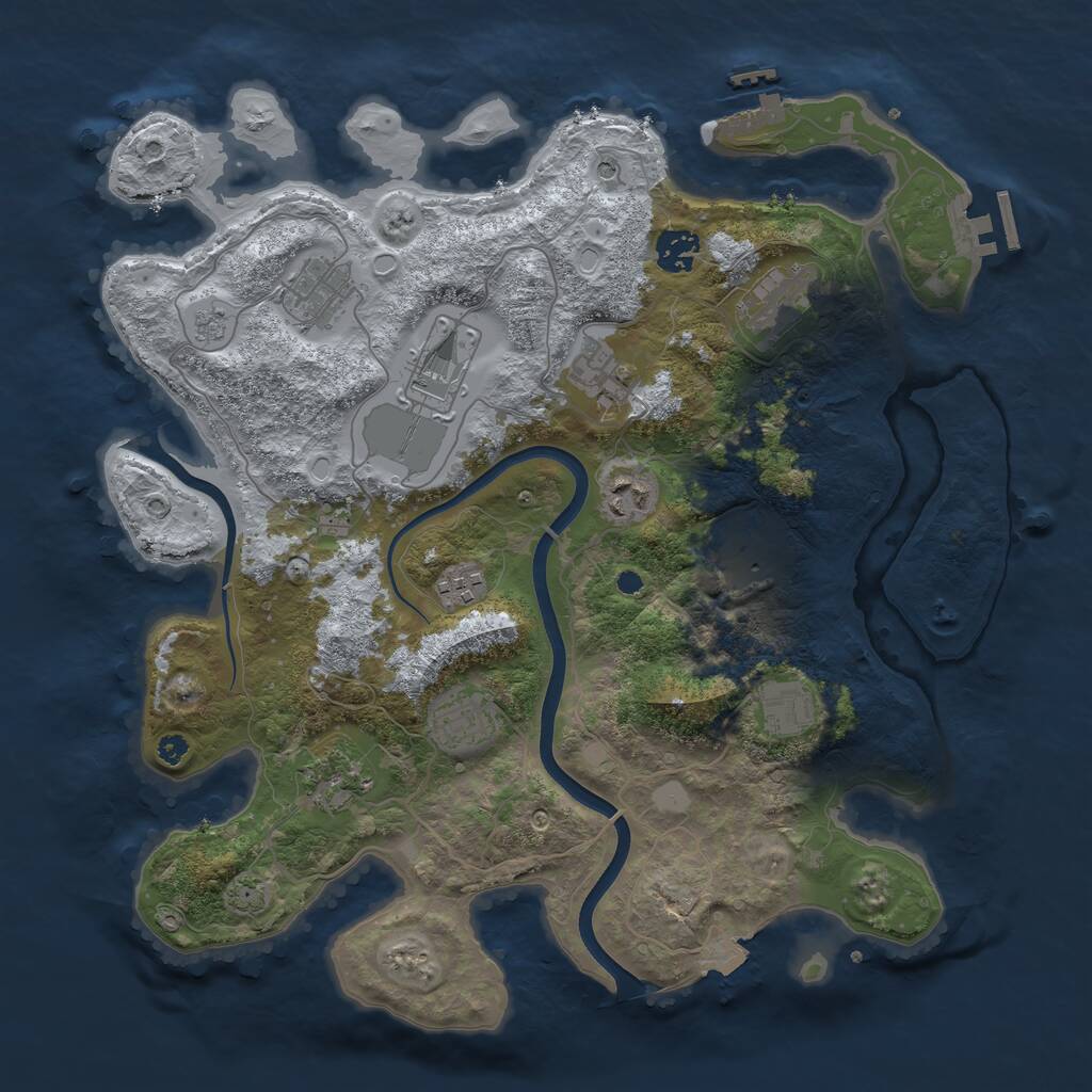Rust Map: Procedural Map, Size: 3700, Seed: 526620780, 18 Monuments