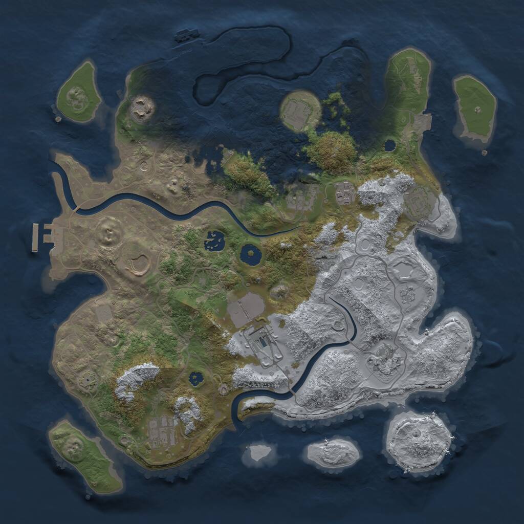 Rust Map: Procedural Map, Size: 3700, Seed: 2015137113, 16 Monuments