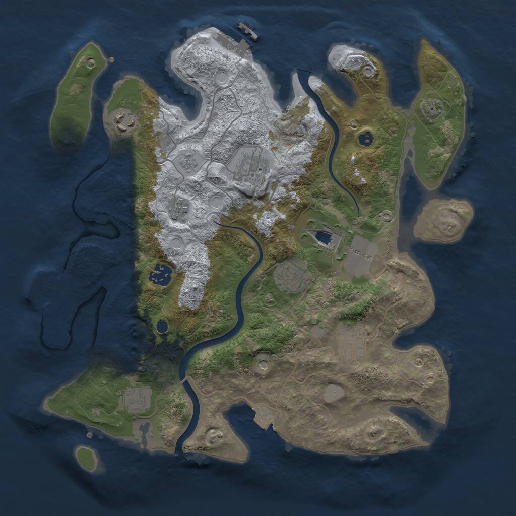 Rust Map: Procedural Map, Size: 3500, Seed: 677777777, 15 Monuments