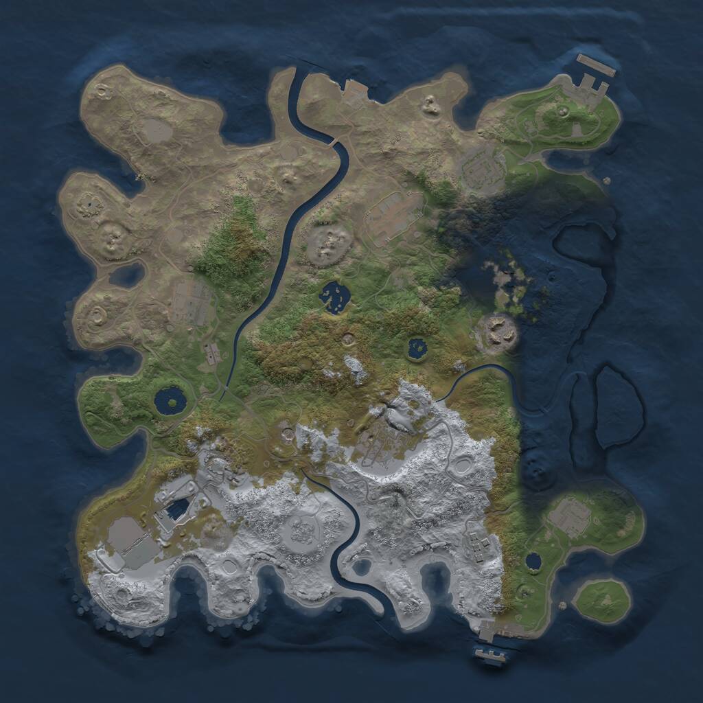Rust Map: Procedural Map, Size: 3500, Seed: 200578, 18 Monuments