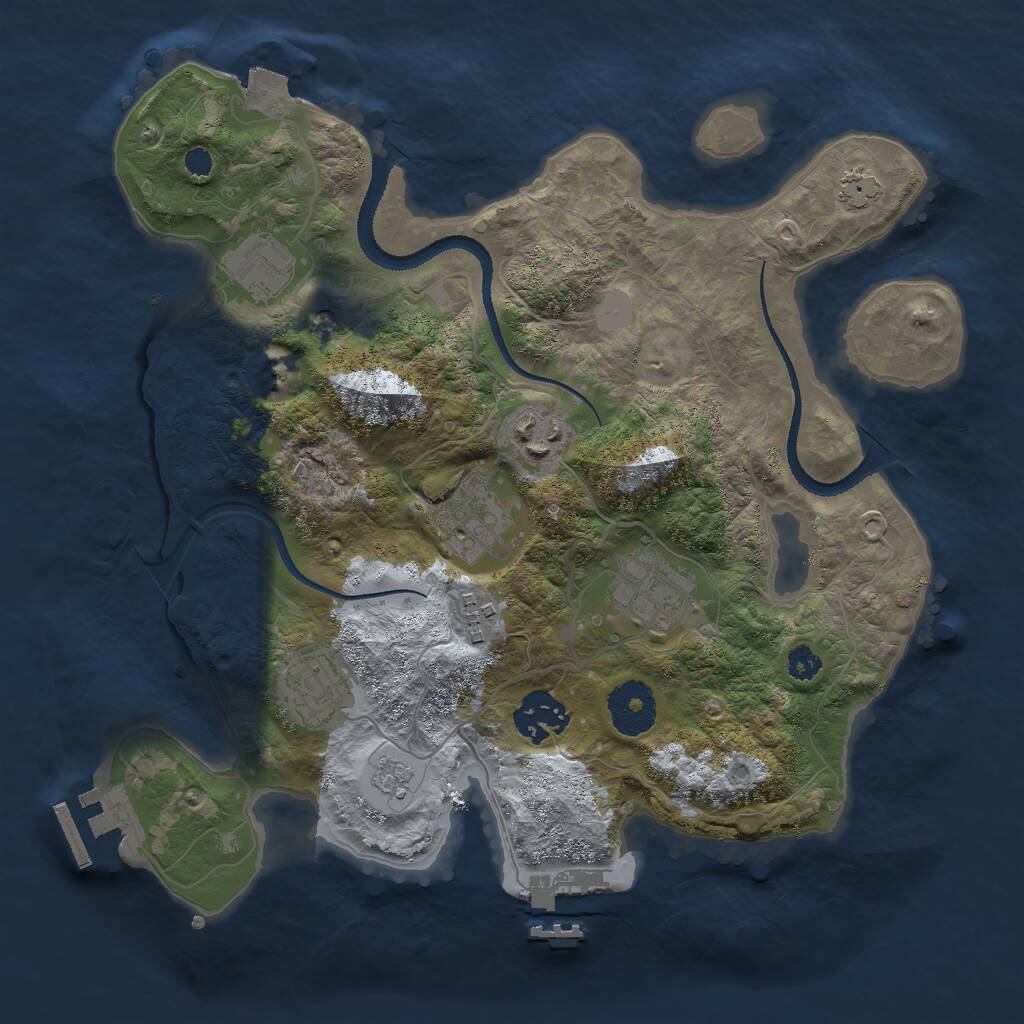 Rust Map: Procedural Map, Size: 3000, Seed: 1090399272, 12 Monuments