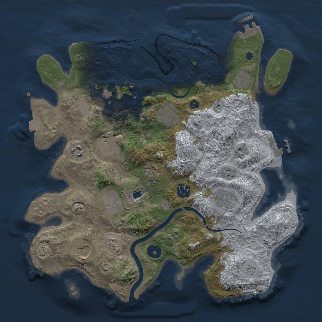 Rust Map: Procedural Map, Size: 3500, Seed: 1278719535, 16 Monuments