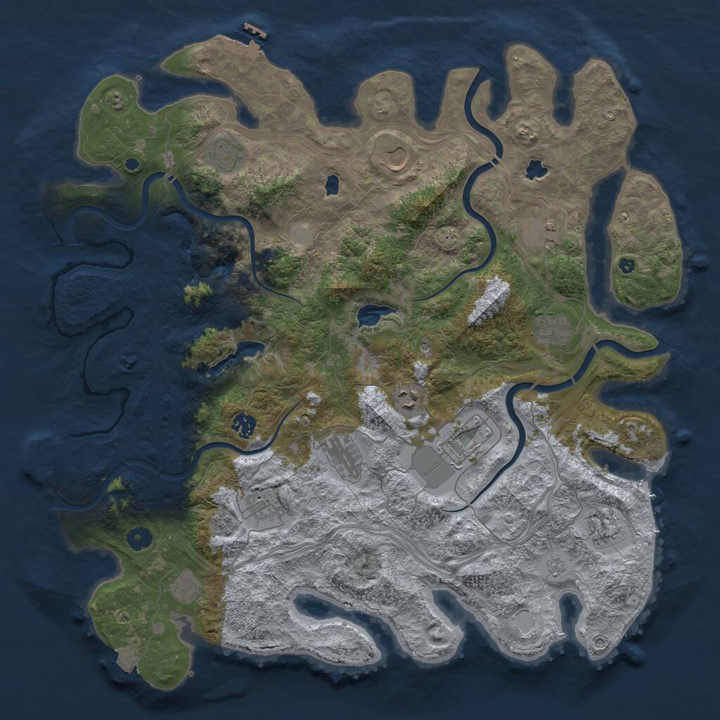 Rust Map: Procedural Map, Size: 4500, Seed: 664932134, 19 Monuments