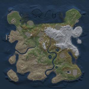 Thumbnail Rust Map: Procedural Map, Size: 3700, Seed: 1445113456, 19 Monuments