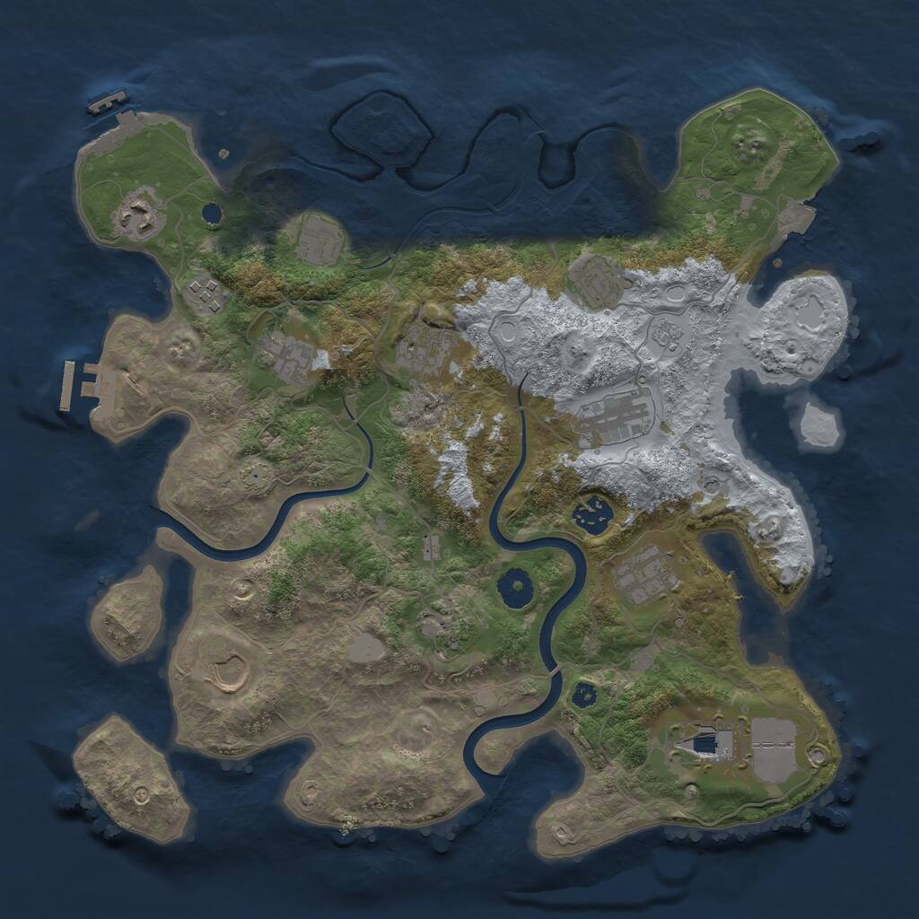 Rust Map: Procedural Map, Size: 3700, Seed: 1445113456, 19 Monuments