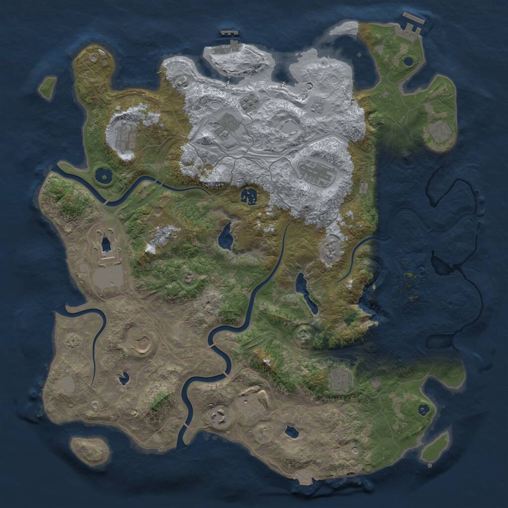 Rust Map: Procedural Map, Size: 4500, Seed: 1199655122, 19 Monuments