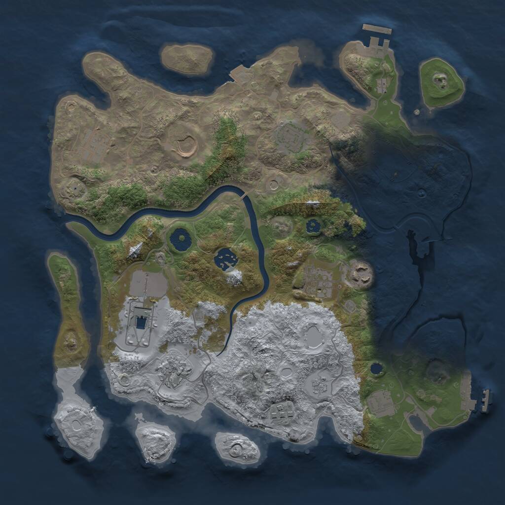 Rust Map: Procedural Map, Size: 3500, Seed: 1384799613, 18 Monuments