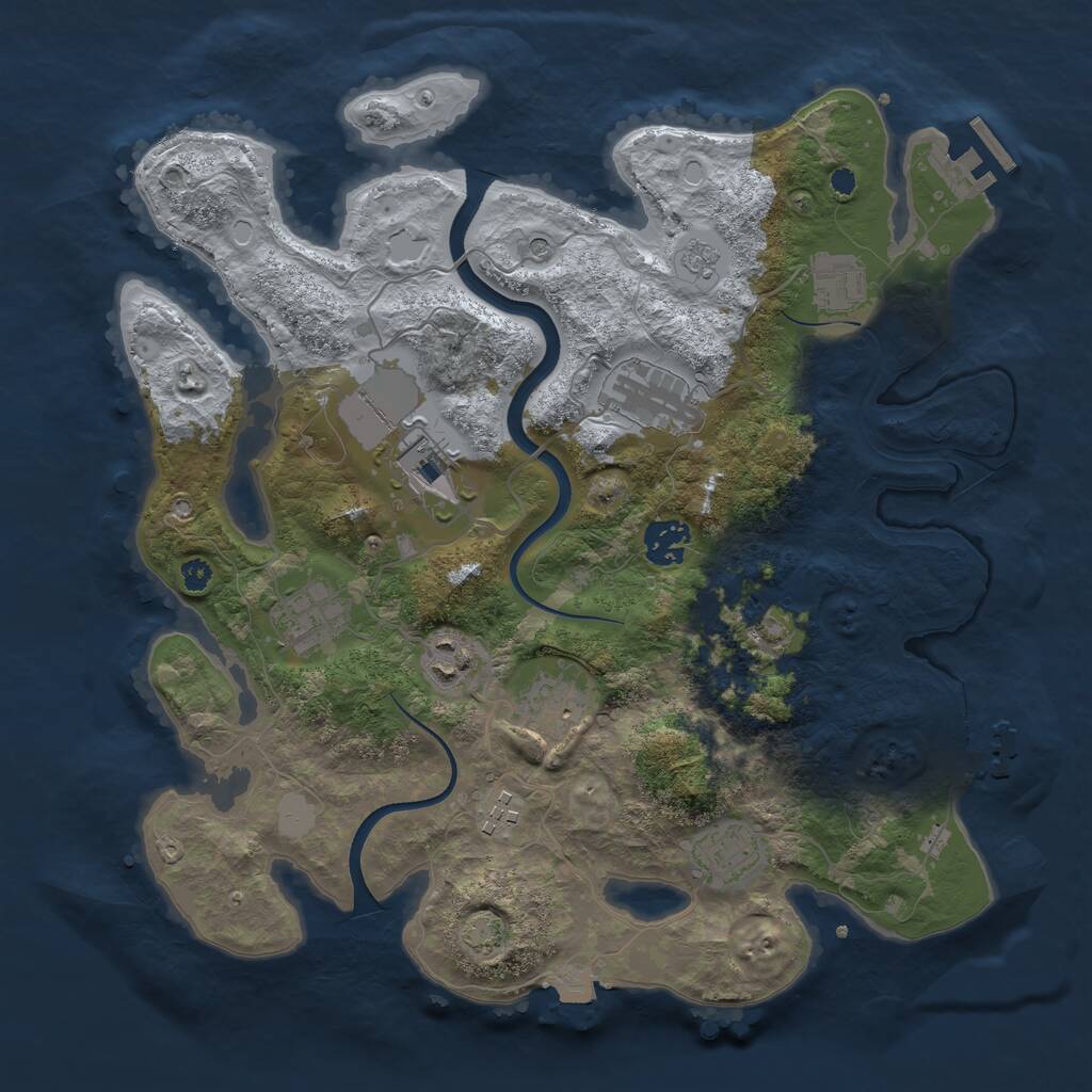 Rust Map: Procedural Map, Size: 3500, Seed: 614425390, 15 Monuments