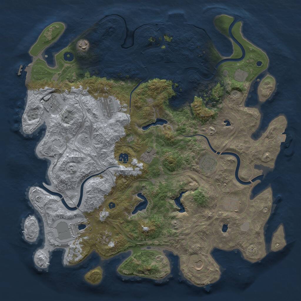 Rust Map: Procedural Map, Size: 4500, Seed: 1547547456, 17 Monuments