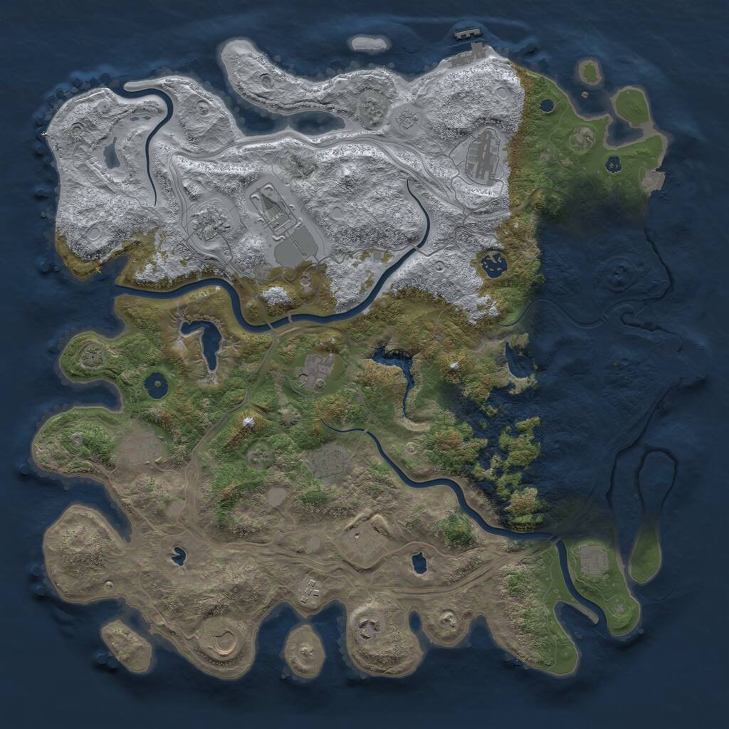 Rust Map: Procedural Map, Size: 4500, Seed: 1376277816, 19 Monuments