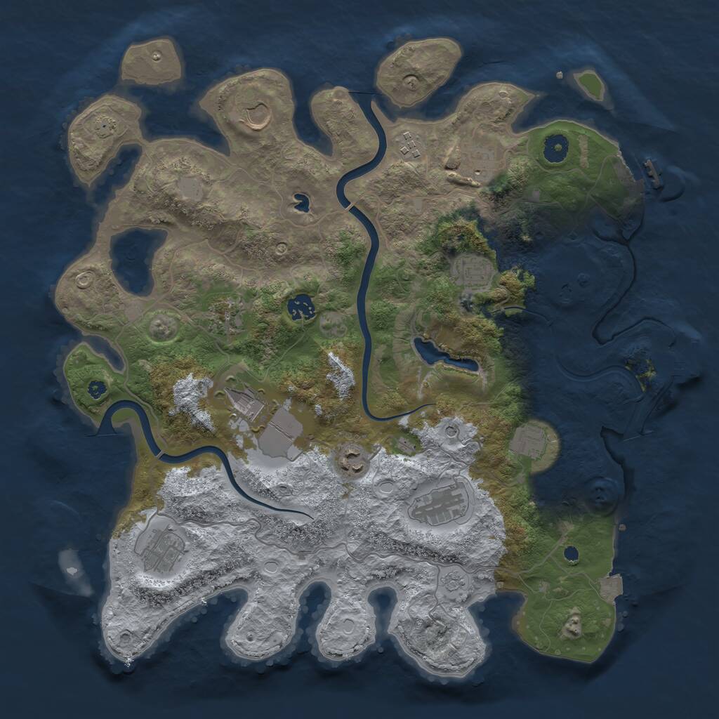 Rust Map: Procedural Map, Size: 4000, Seed: 1043041674, 19 Monuments