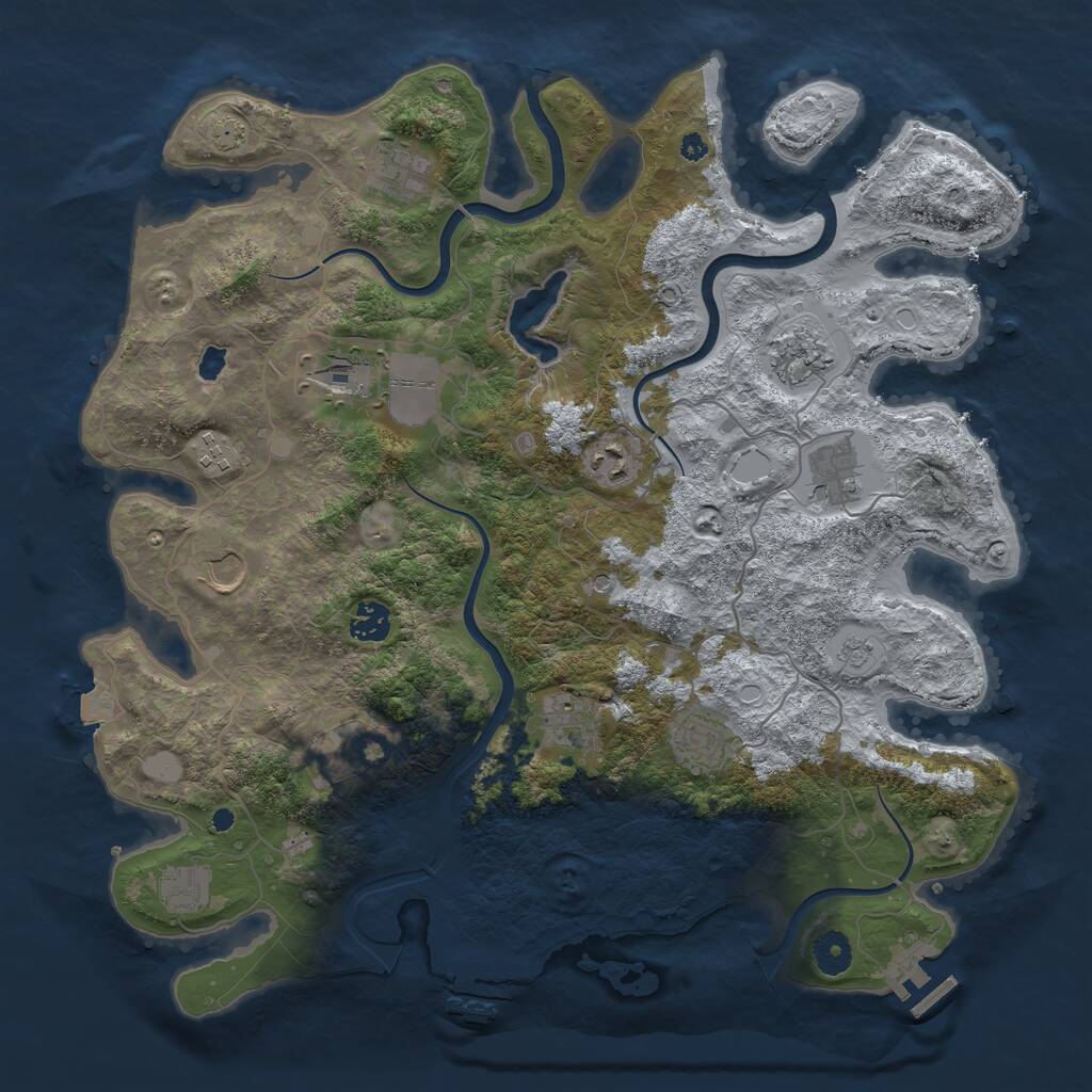 Rust Map: Procedural Map, Size: 4000, Seed: 536090527, 17 Monuments