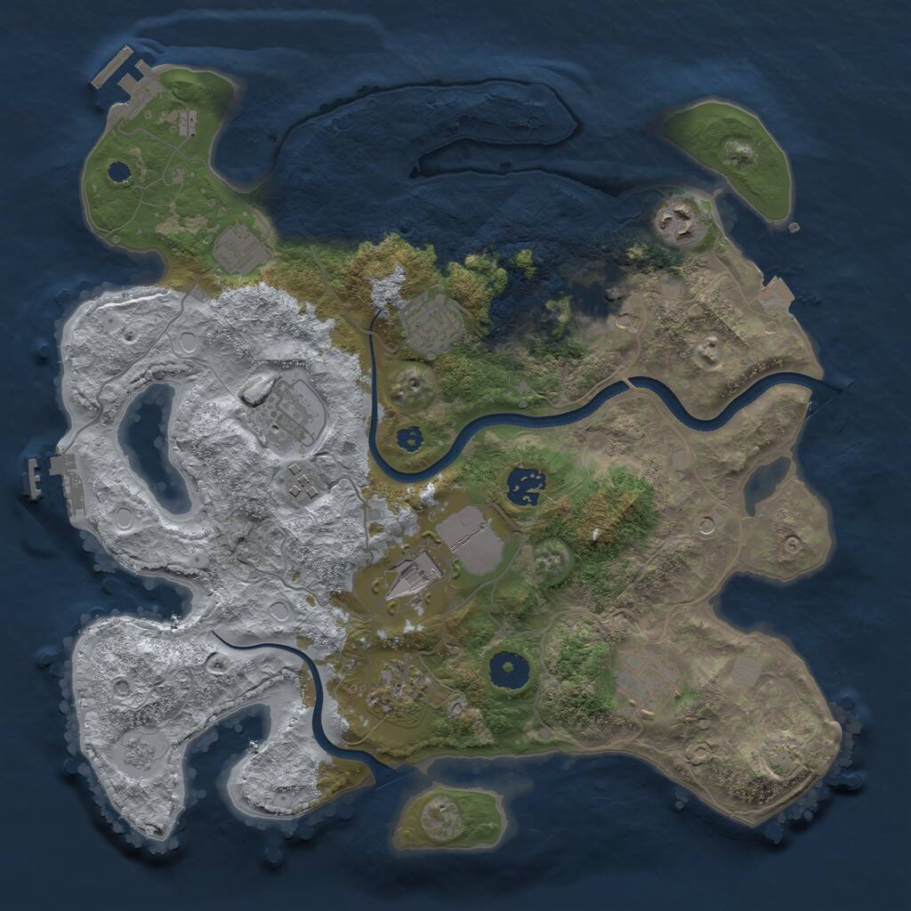 Rust Map: Procedural Map, Size: 3500, Seed: 418644, 15 Monuments