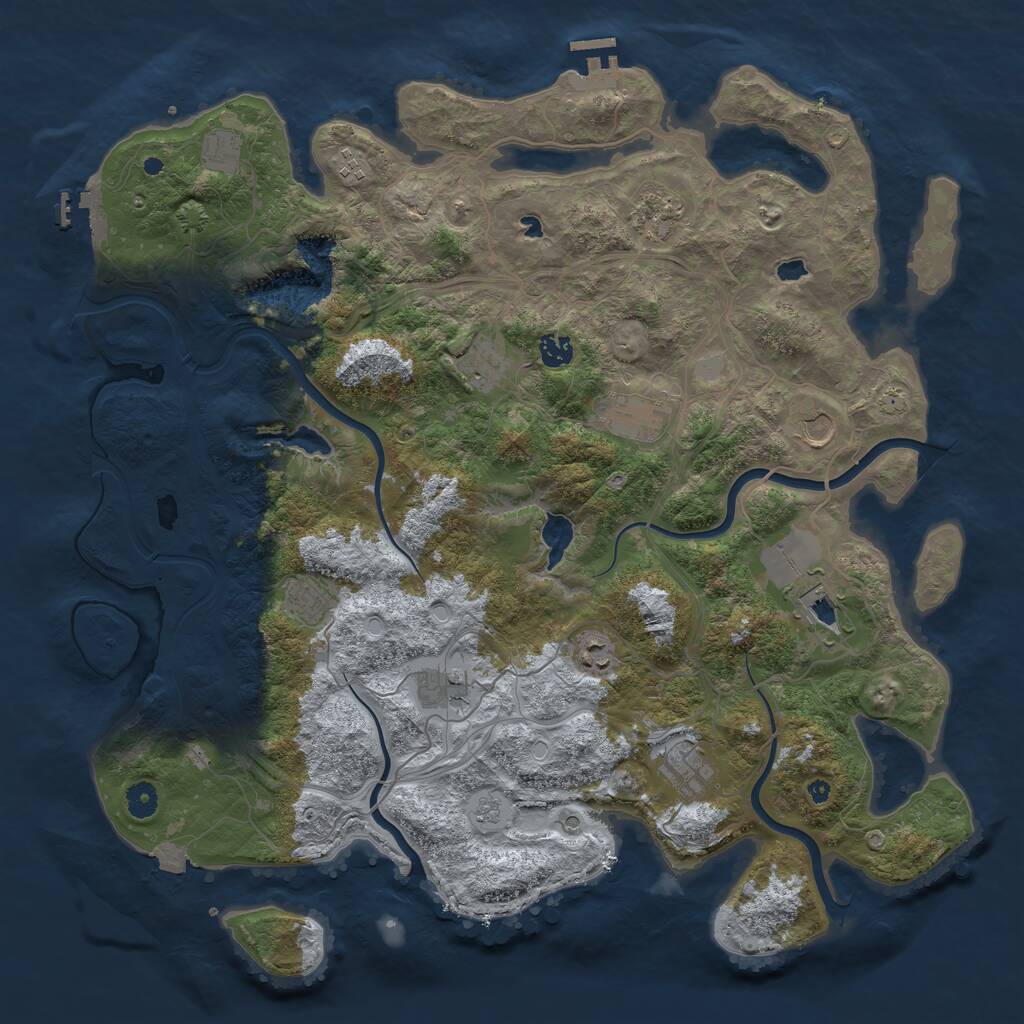 Rust Map: Procedural Map, Size: 4500, Seed: 124032105, 17 Monuments