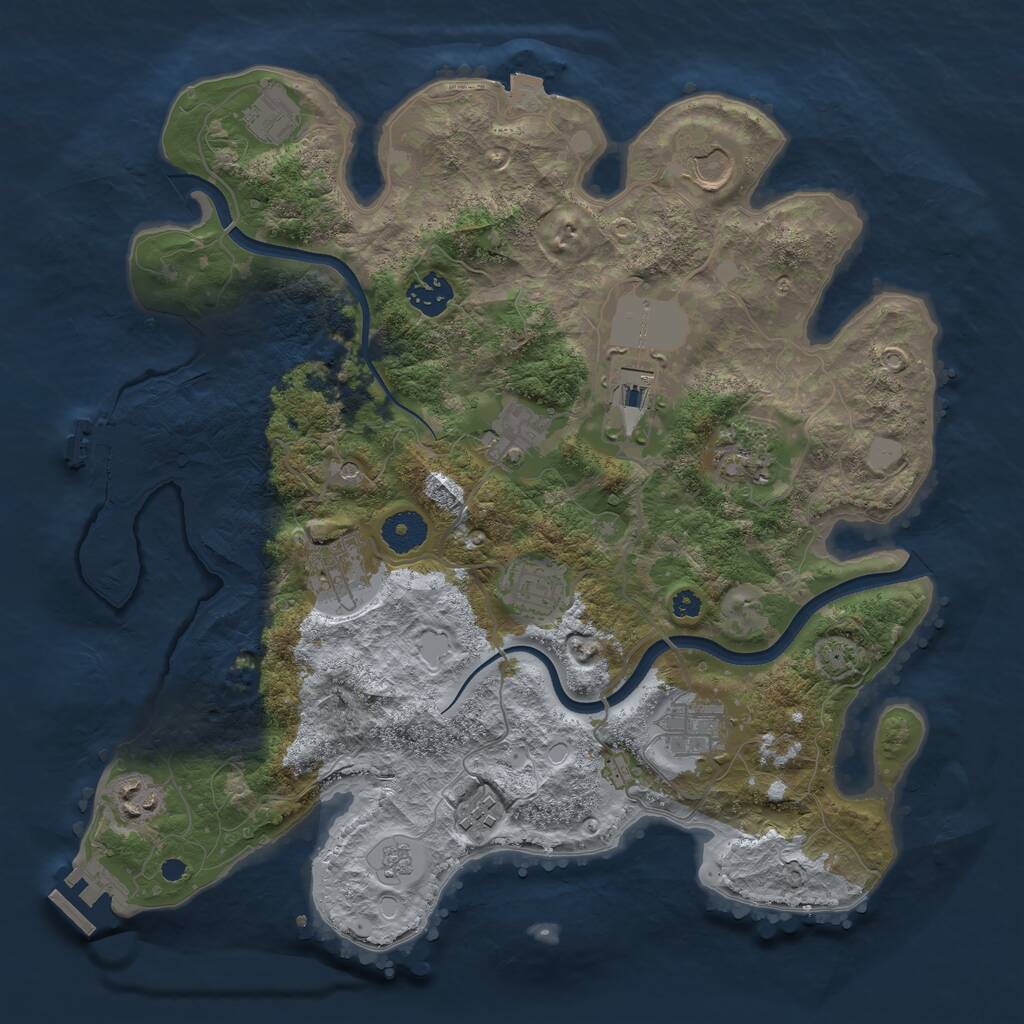 Rust Map: Procedural Map, Size: 3600, Seed: 1996107046, 18 Monuments