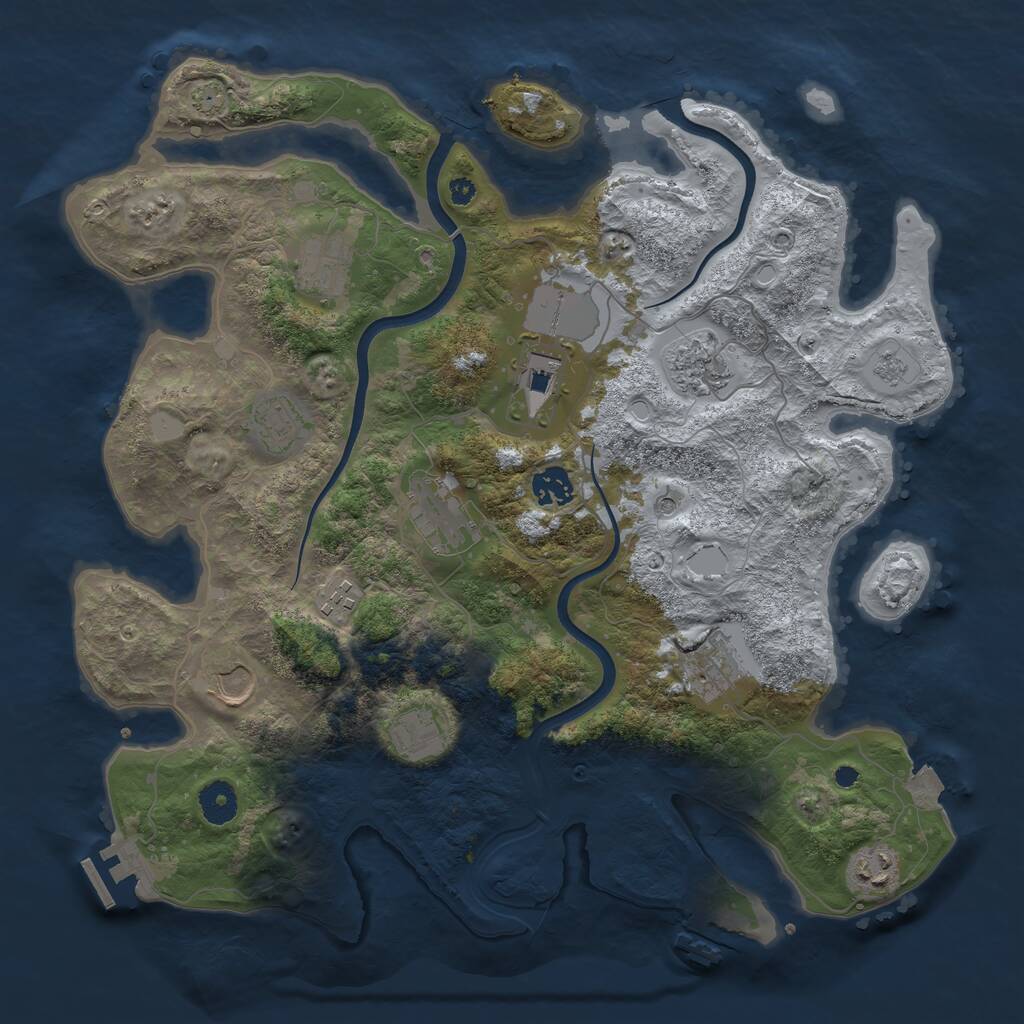 Rust Map: Procedural Map, Size: 3800, Seed: 9041, 18 Monuments