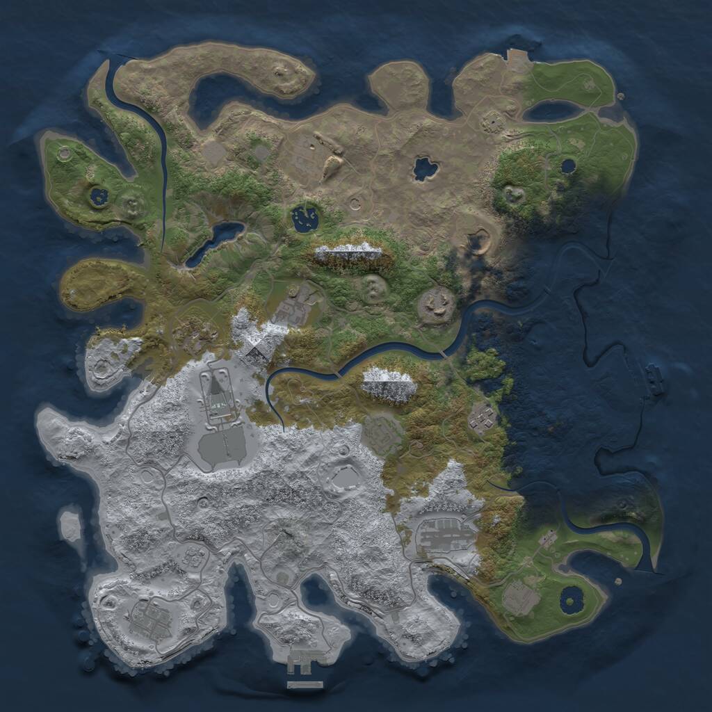 Rust Map: Procedural Map, Size: 4000, Seed: 223769954, 19 Monuments
