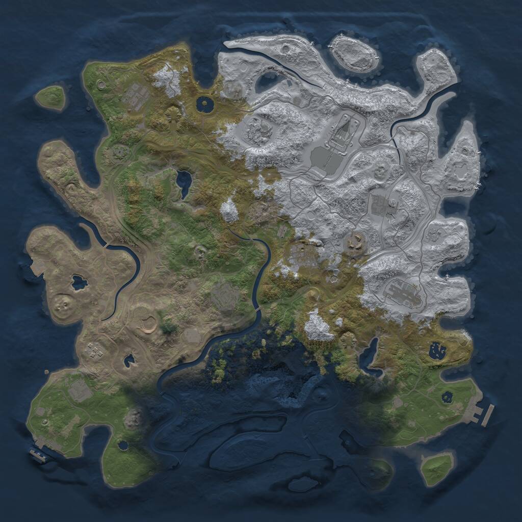 Rust Map: Procedural Map, Size: 4500, Seed: 1379968243, 17 Monuments