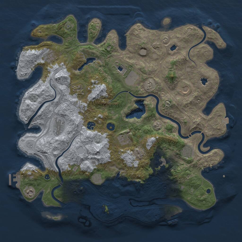 Rust Map: Procedural Map, Size: 4500, Seed: 61531860, 17 Monuments