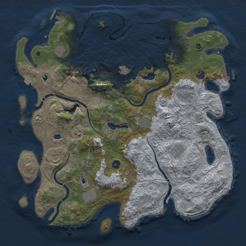 Rust Map: Procedural Map, Size: 4500, Seed: 1803635163, 19 Monuments
