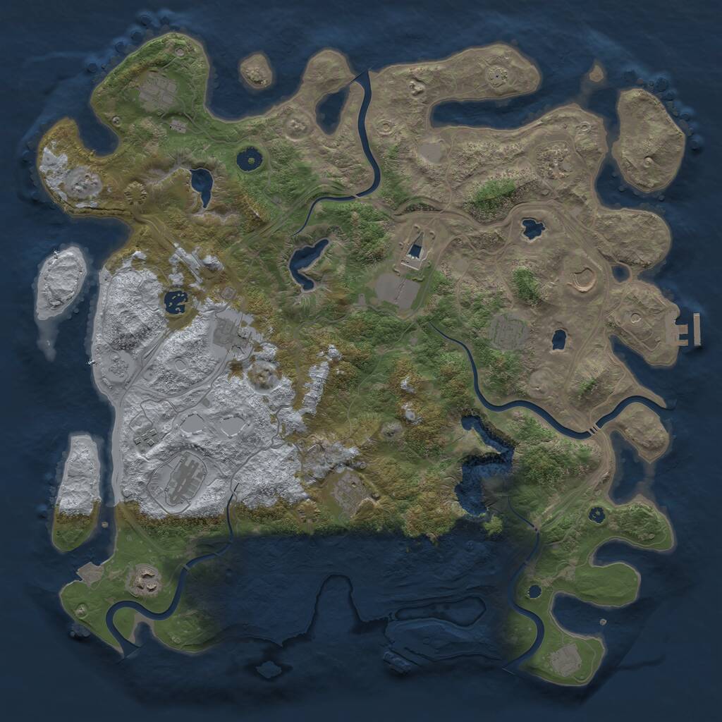 Rust Map: Procedural Map, Size: 4500, Seed: 1499539161, 17 Monuments