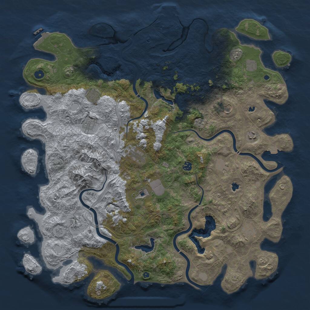 Rust Map: Procedural Map, Size: 5000, Seed: 488230231, 19 Monuments
