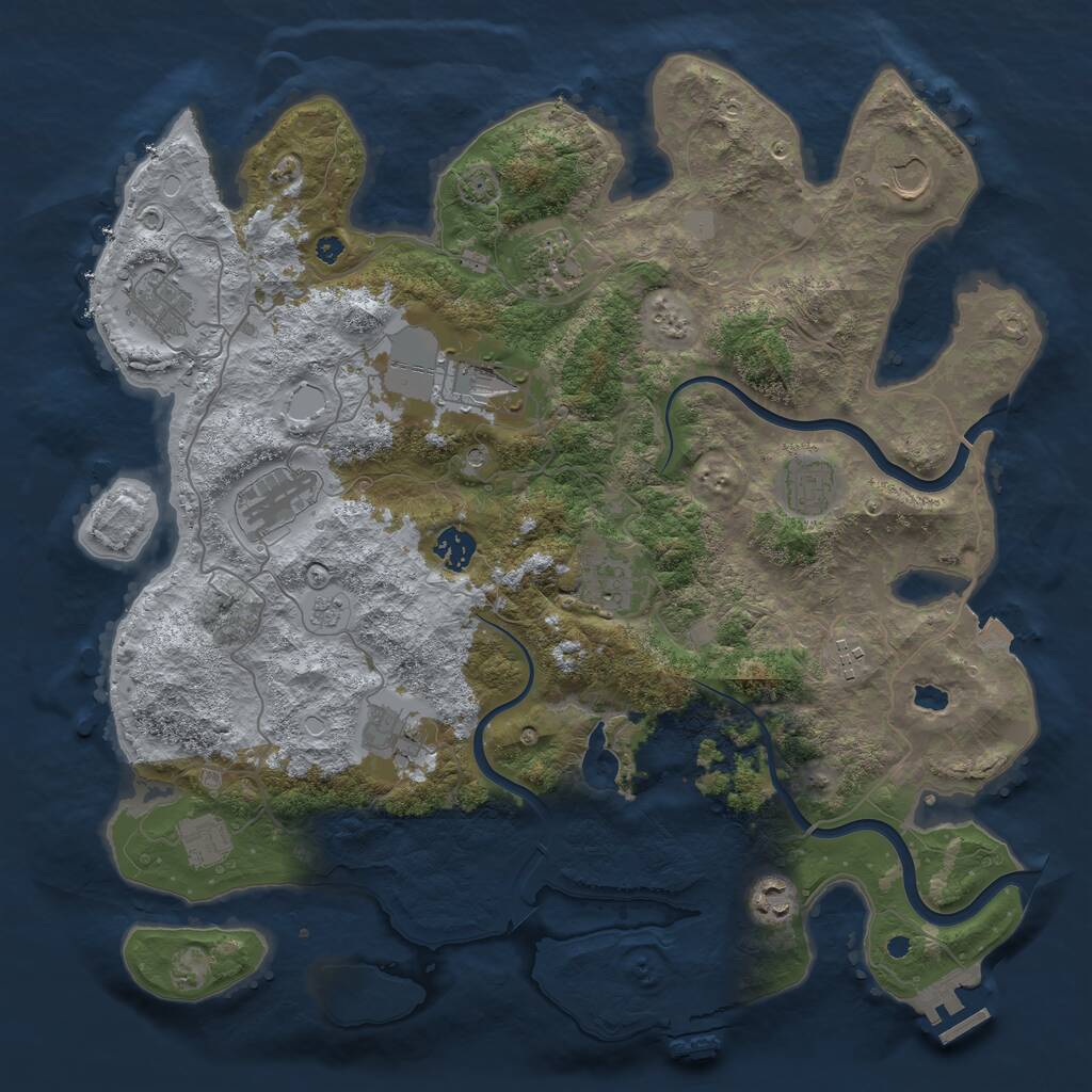 Rust Map: Procedural Map, Size: 4000, Seed: 1192550214, 19 Monuments