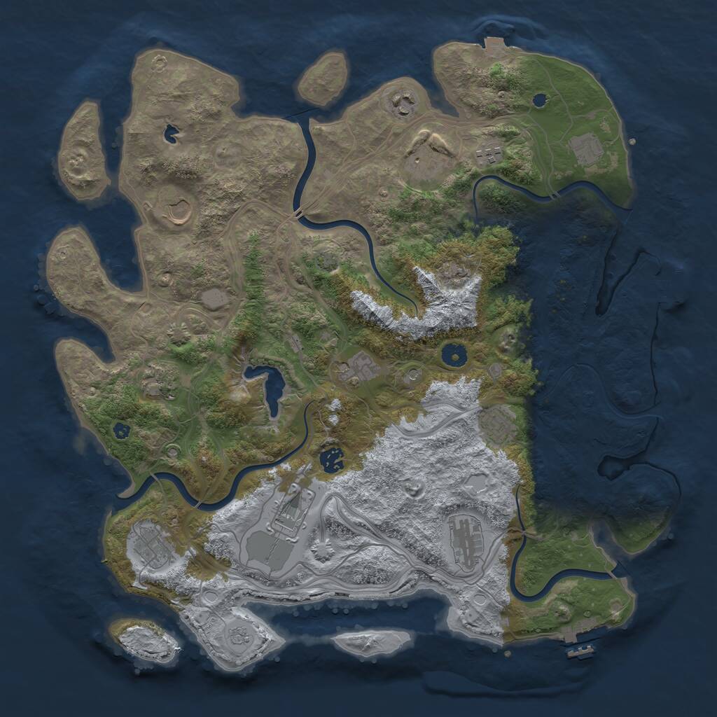 Rust Map: Procedural Map, Size: 4300, Seed: 1125525090, 17 Monuments
