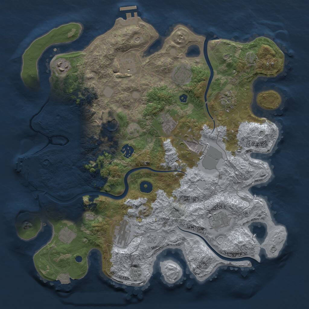 Rust Map: Procedural Map, Size: 3700, Seed: 38461994, 17 Monuments